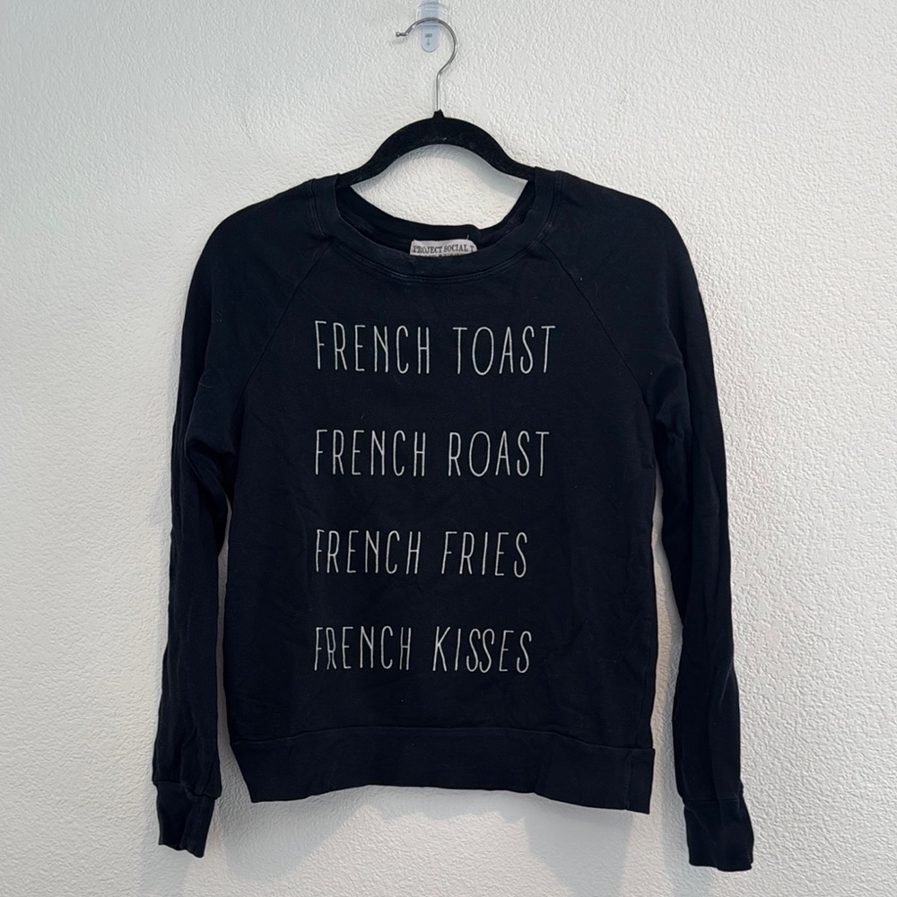 Project Social T - Slogan Sweatshirt - Black and White - Size S